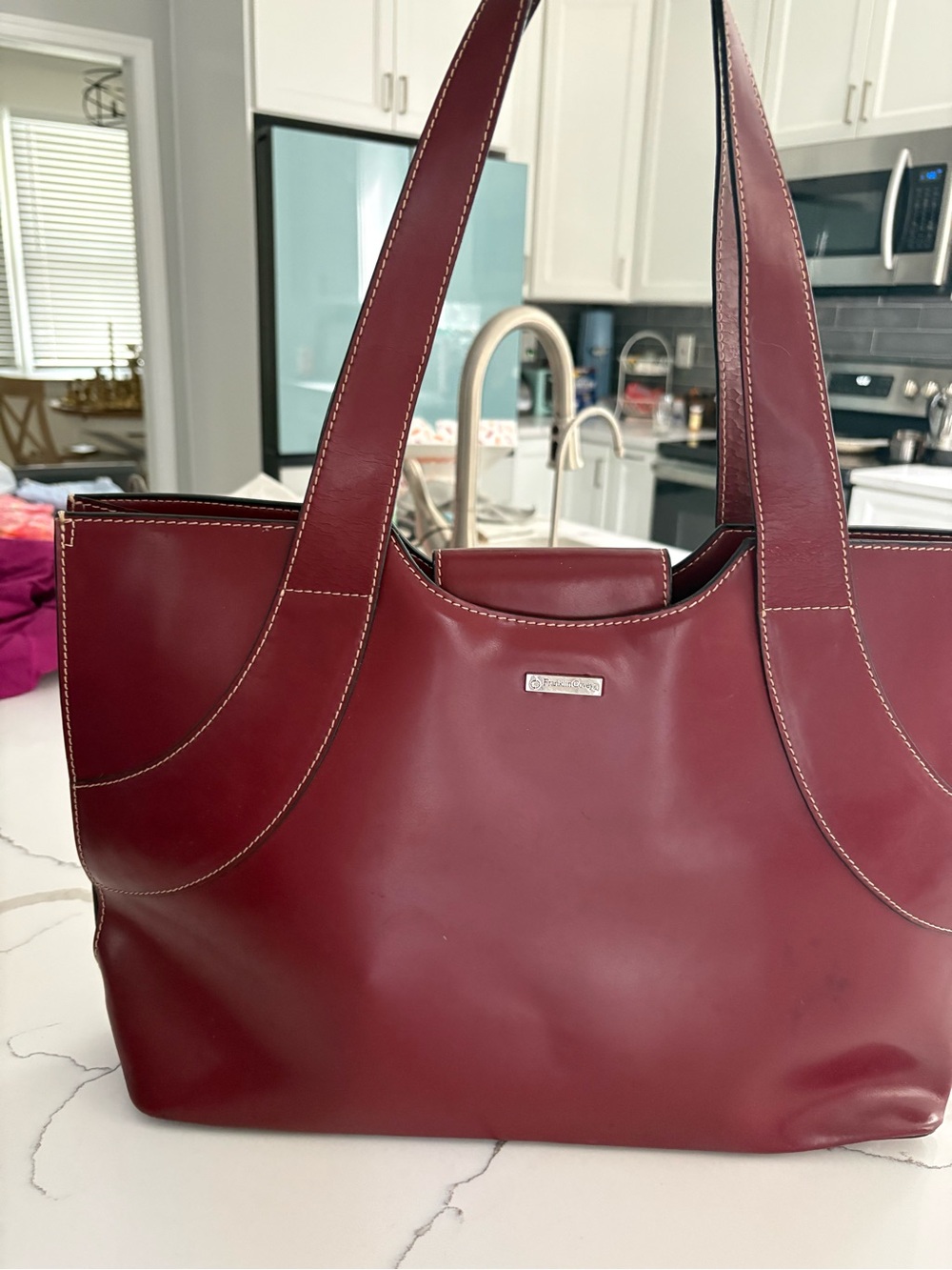 Franklin Covey Burgundy Red Leather Tote